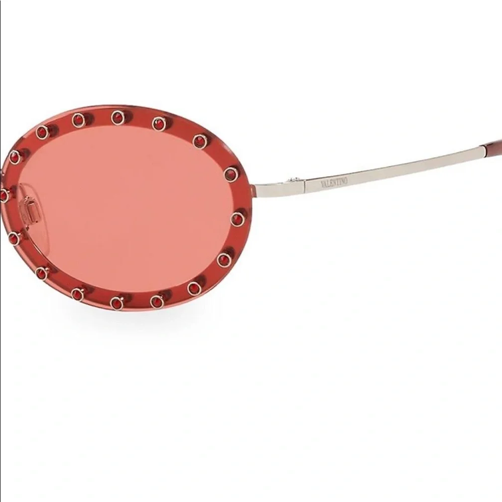 Valentino Red Oval Studded Sunglasses
